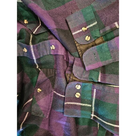 VTG claybrooke outdoors flannel XL purple green soft cabincore - Picture 4 of 10